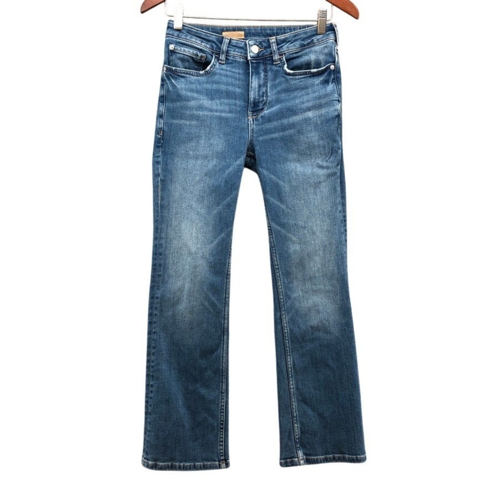 Pilcro Jeans Women 27 4 Blue Straight Leg Medium Wash Mid Rise Whiskered Classic
